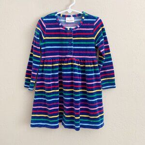 Hanna Anderson Rainbow Stripe Velour Playdress • 100 (4 Years)